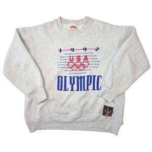 Vintage 1992 Nutmeg Mills USA Olympic Sweatshirt Men's Medium Gray Made USA
